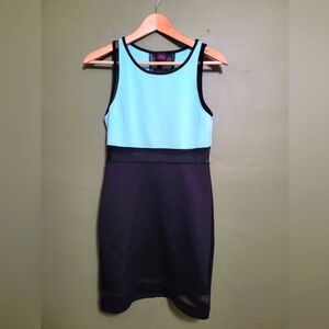 2b Bebe Aqua & Black Mesh Bodycon Dress – Size Medium